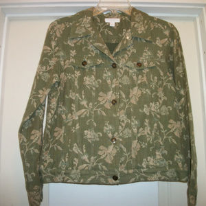LOVELY OLIVE GREEN W PINK CHARTER CLUB JACKET PS